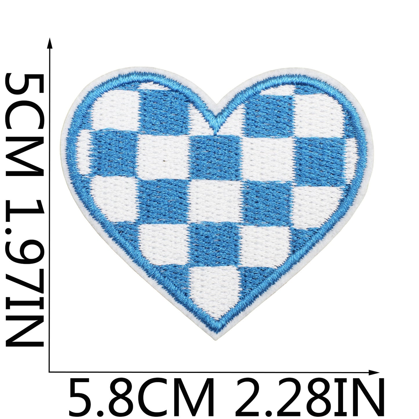 Herz Patch Karo Muster Applikation – Aufbügeln, DIY Bekleidung Taschen Deko
