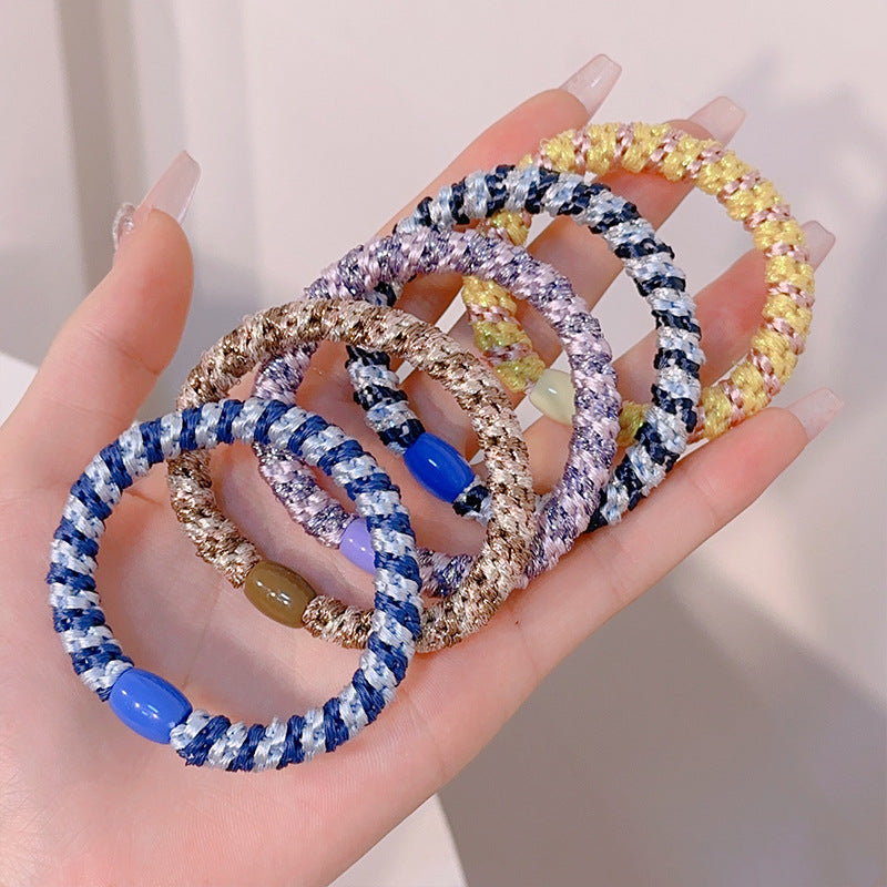 Trendy Haargummis 3er Pack | Elastisch & Haarschonend | One-Size | Beige/Rosa