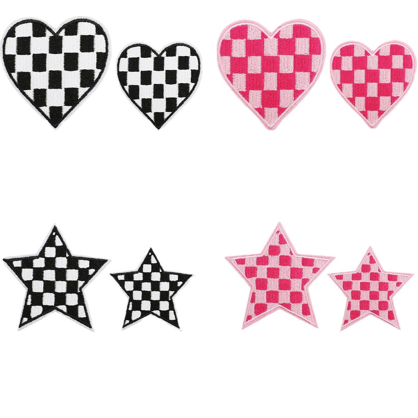 Stern Patch Karo Muster Applikation – Aufbügeln, DIY Bekleidung Taschen Deko