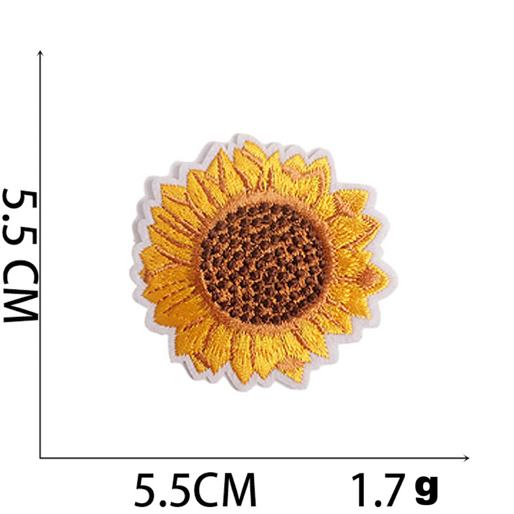 Sonnenblumen-Patch Stickerei – Goldgelb | Zum Aufbügeln oder Annähen | 3 Größen