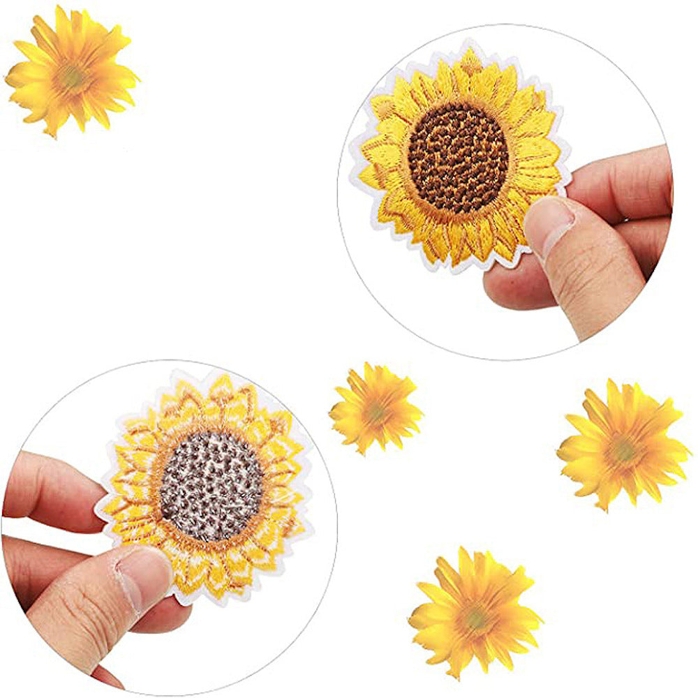 Sonnenblumen-Patch Stickerei – Goldgelb | Zum Aufbügeln oder Annähen | 3 Größen