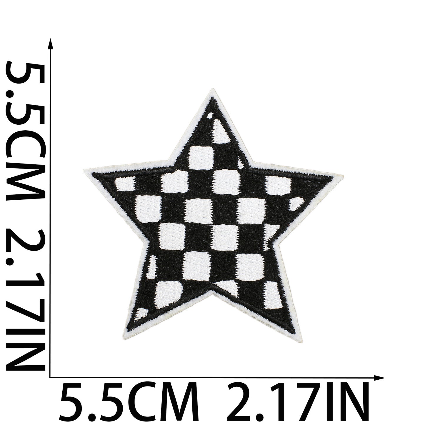 Stern Patch Karo Muster Applikation – Aufbügeln, DIY Bekleidung Taschen Deko