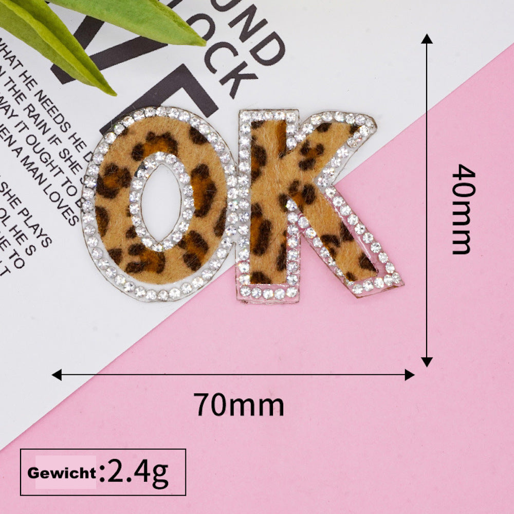 JoyMotion Patch „OK“ Strass zum Aufbügeln – Bügelbild Schriftzug DIY Deko