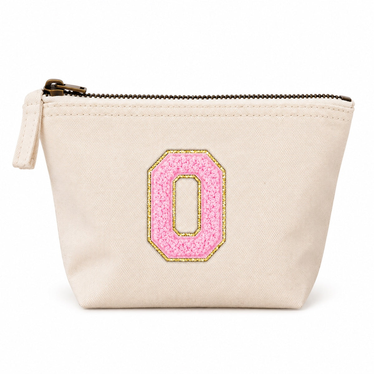 Rosa Initiale Beige Kosmetiktasche S • A–Z • Reise & Geschenkidee Buchstaben