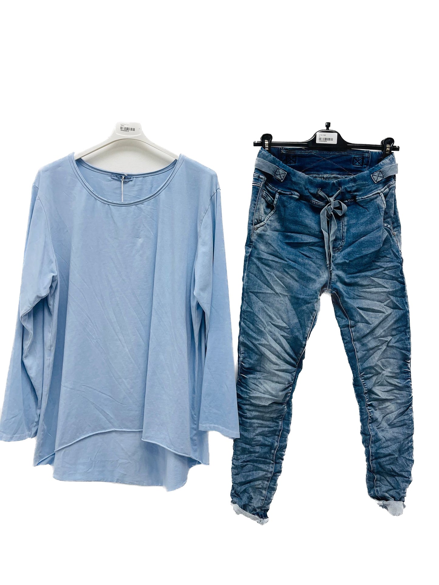 Damen Basic Shirt Baumwolle Lässig Longshirt Made in Italy Onesize 36-40