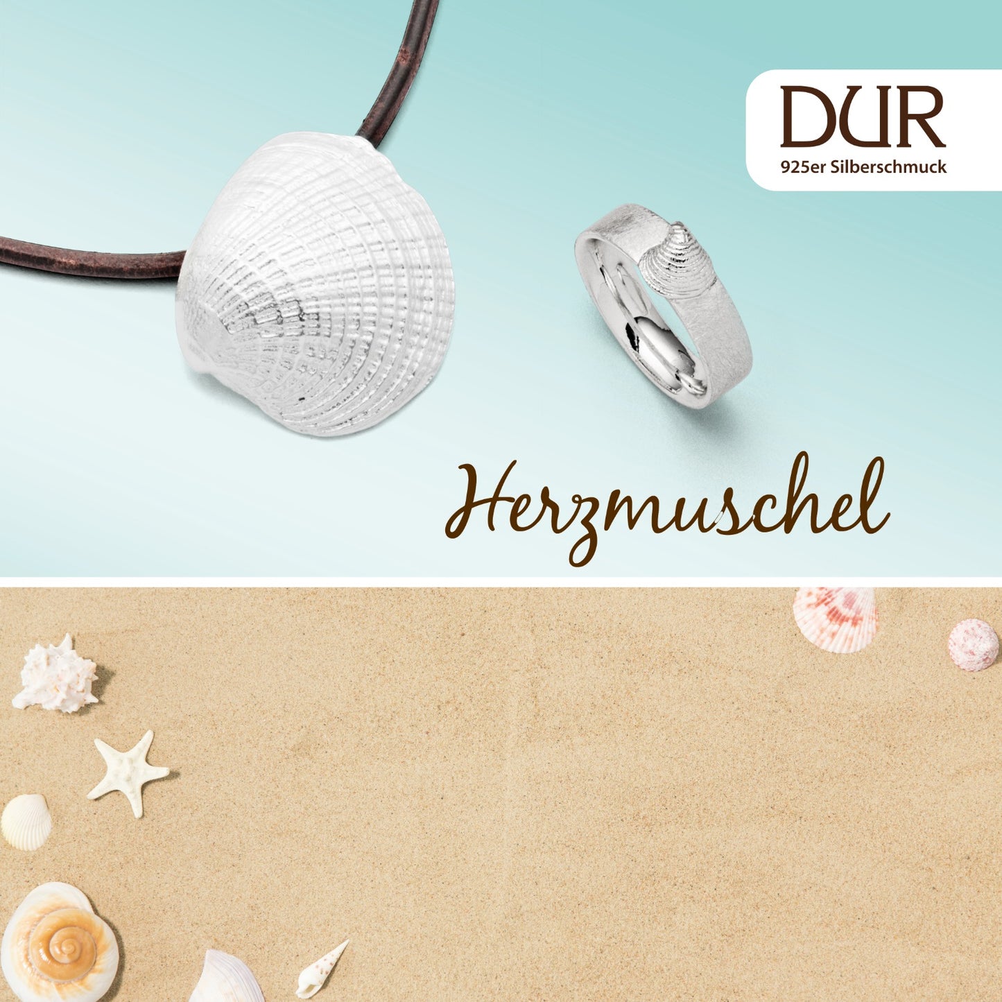 DUR Silber Schmuck Anhänger "Herzmuschel" P3027 Extra Groß