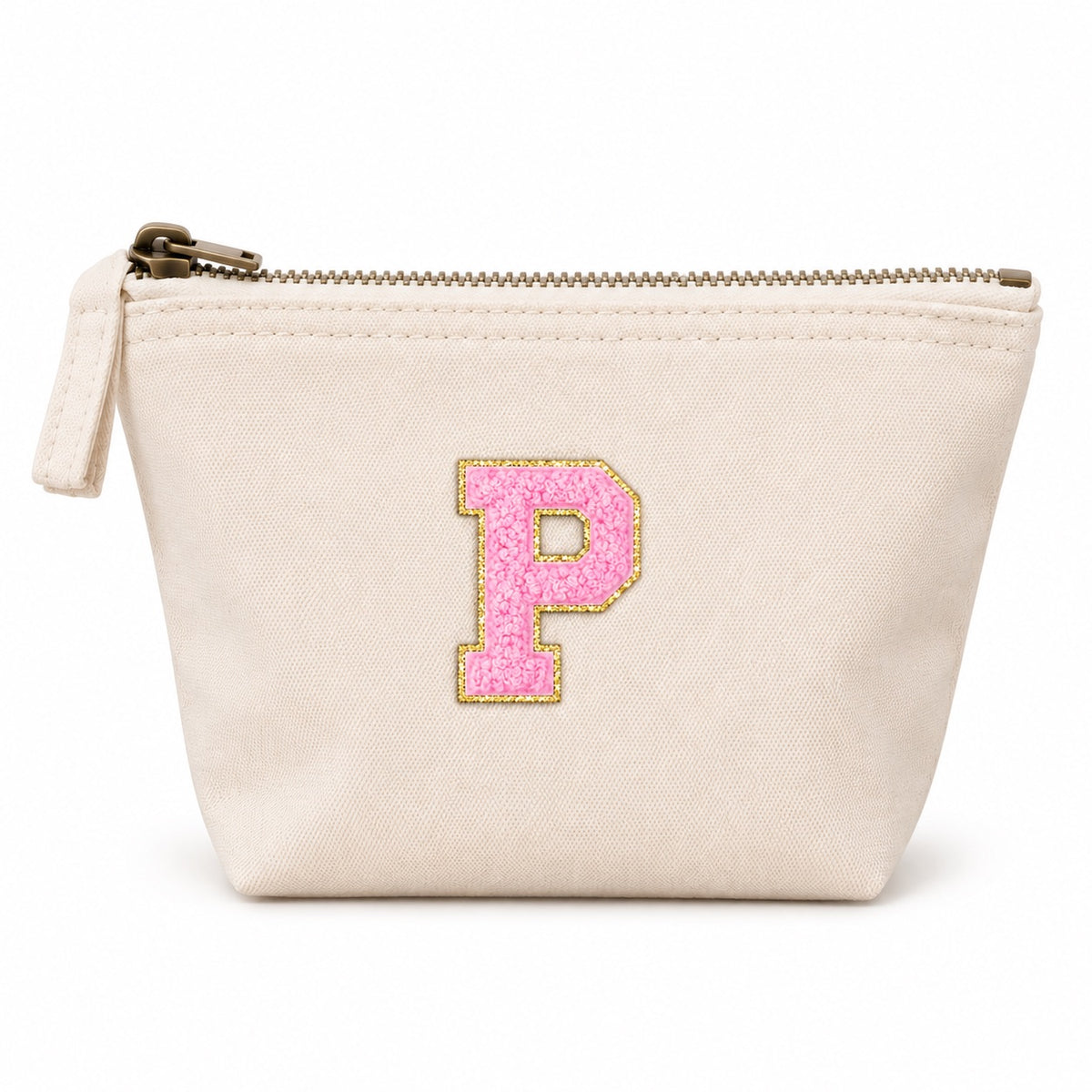 Rosa Initiale Beige Kosmetiktasche S • A–Z • Reise & Geschenkidee Buchstaben