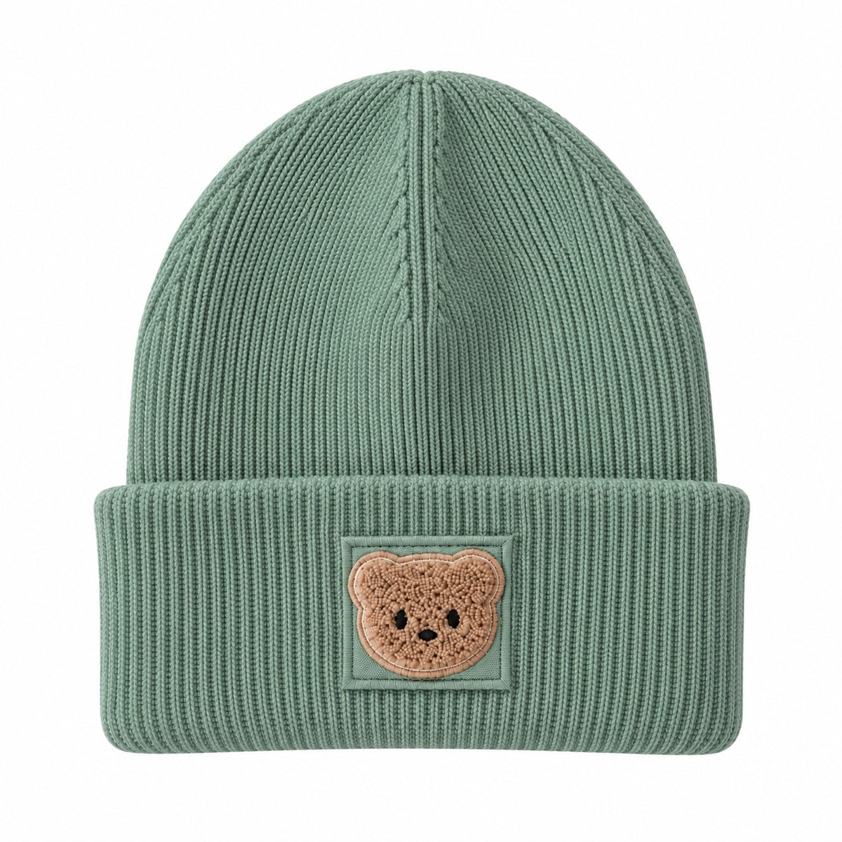 Beanie Strickmütze mit Teddy Bär Patch – Weiche Wintermütze mit Umschlag – Damen & Herren – Handveredelt Unisex