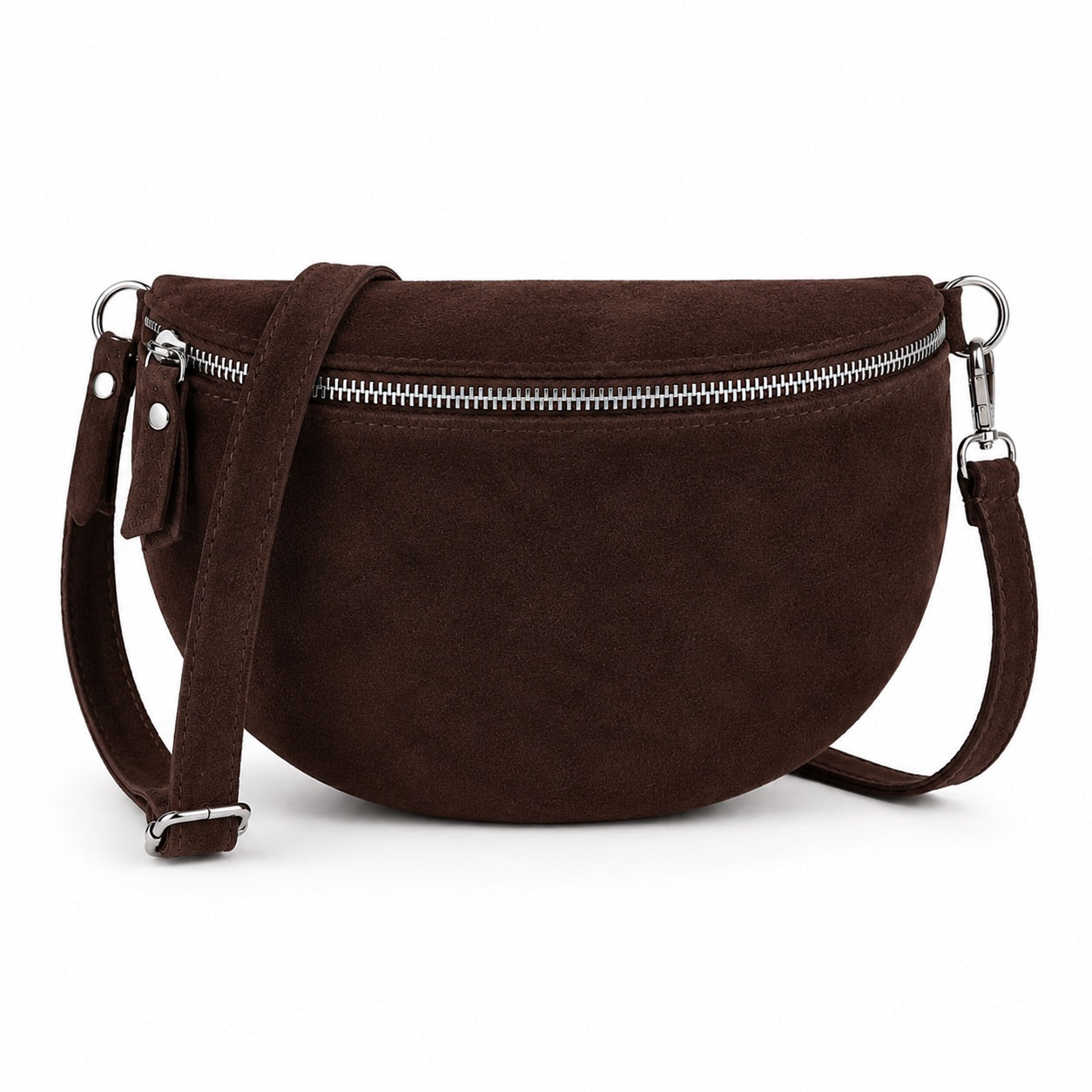 Damen Wildleder Crossbody Bag BASIC – Bauchtasche, Gürteltasche, Schulter- & Umhängetasche – S–L Beige Braun Schwarz