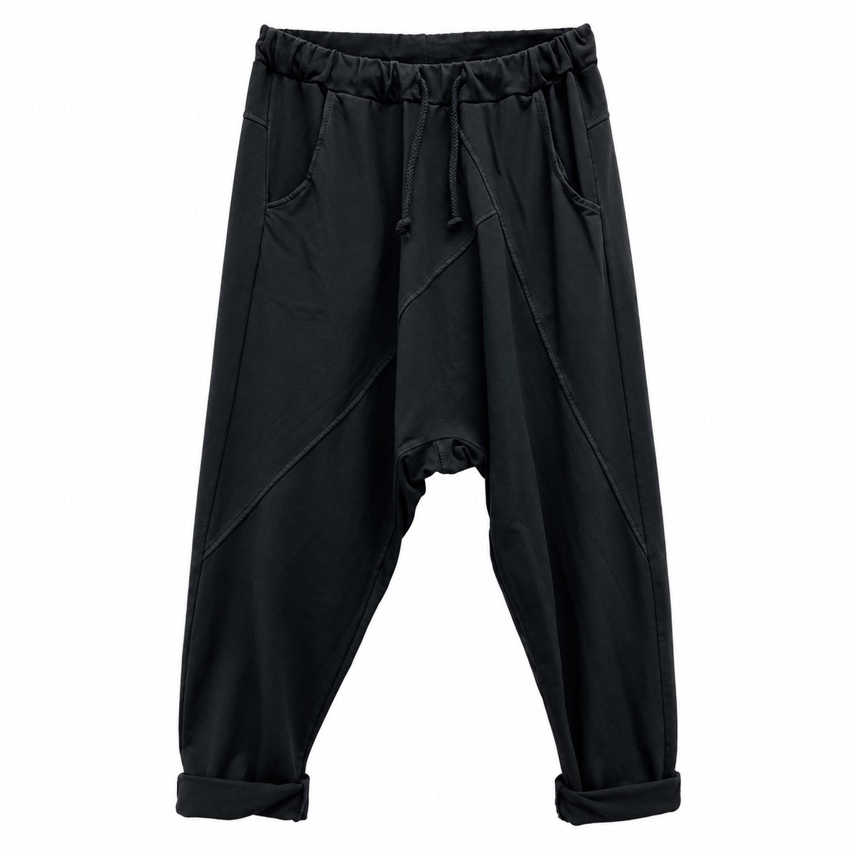 Wiya Damen Jogpants Baggy Boyfriend Hose Baumwolle Stretch One Size 38–40 schwarz