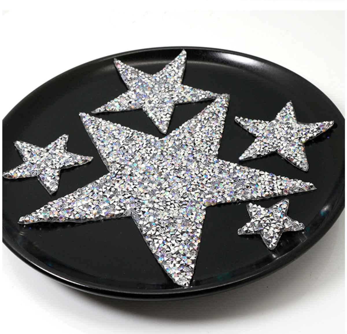4,5cm Strass Stern Glitzer AB Patches zum Aufbügeln DIY Bügelbild für Kleidung