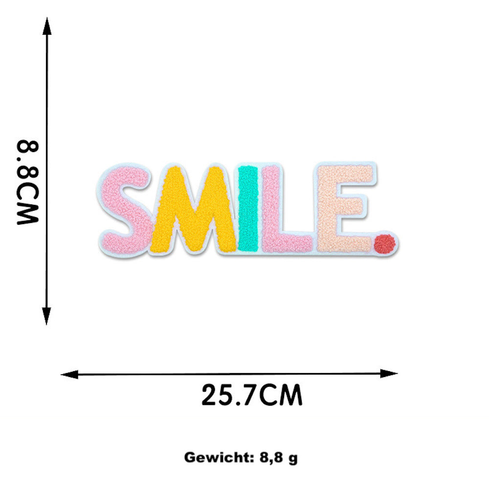 Aufnäher Sprüche Smile Paris Happy Towel Patch zum Aufbügeln DIY