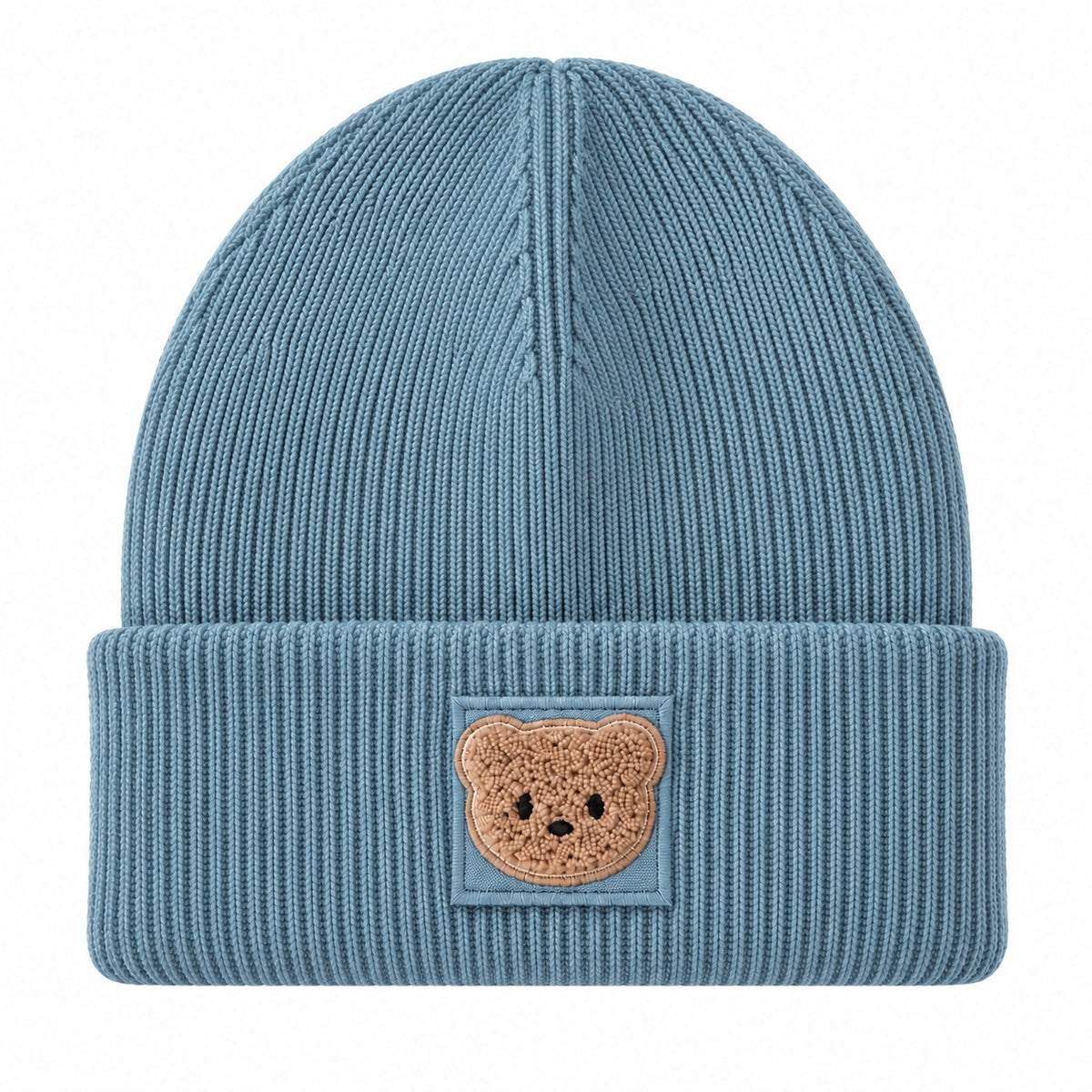 Beanie Strickmütze mit Teddy Bär Patch – Weiche Wintermütze mit Umschlag – Damen & Herren – Handveredelt Unisex