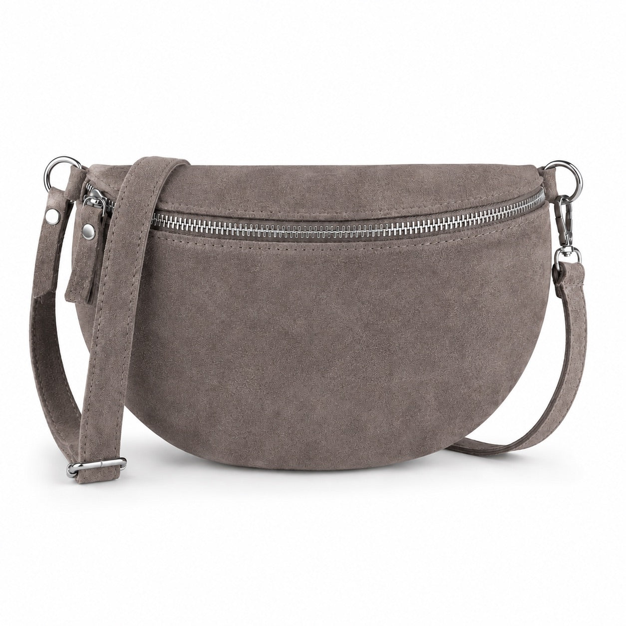 Damen Wildleder Crossbody Bag BASIC – Bauchtasche, Gürteltasche, Schulter- & Umhängetasche – S–L Beige Braun Schwarz