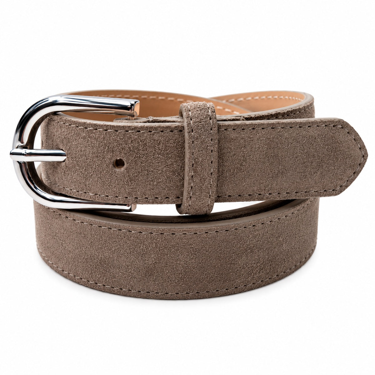 Damen Gürtel mit Wildleder-Oberfläche 3 cm Made in Italy Silber/Gold 85–100 cm