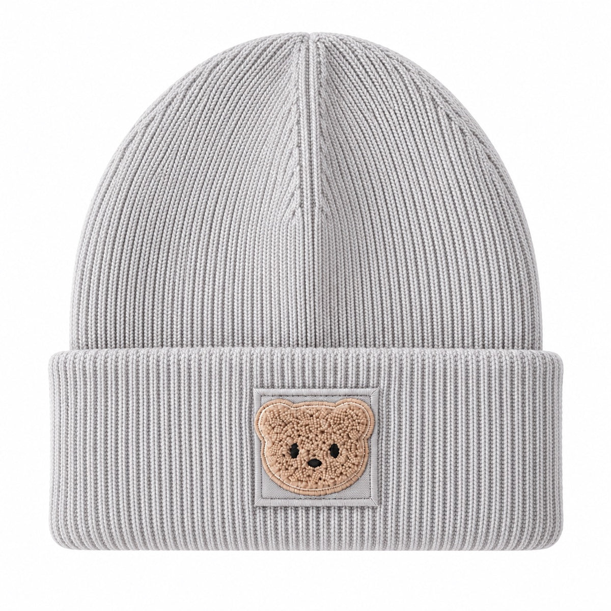 Beanie Strickmütze mit Teddy Bär Patch – Weiche Wintermütze mit Umschlag – Damen & Herren – Handveredelt Unisex