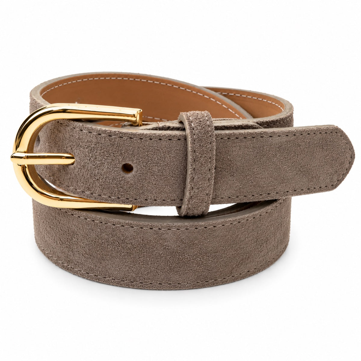 Damen Gürtel mit Wildleder-Oberfläche 3 cm Made in Italy Silber/Gold 85–100 cm