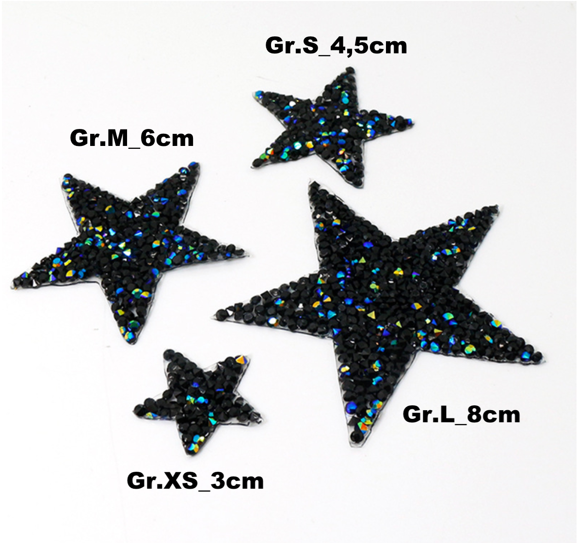 4,5cm Strass Stern Glitzer AB Patches zum Aufbügeln DIY Bügelbild für Kleidung