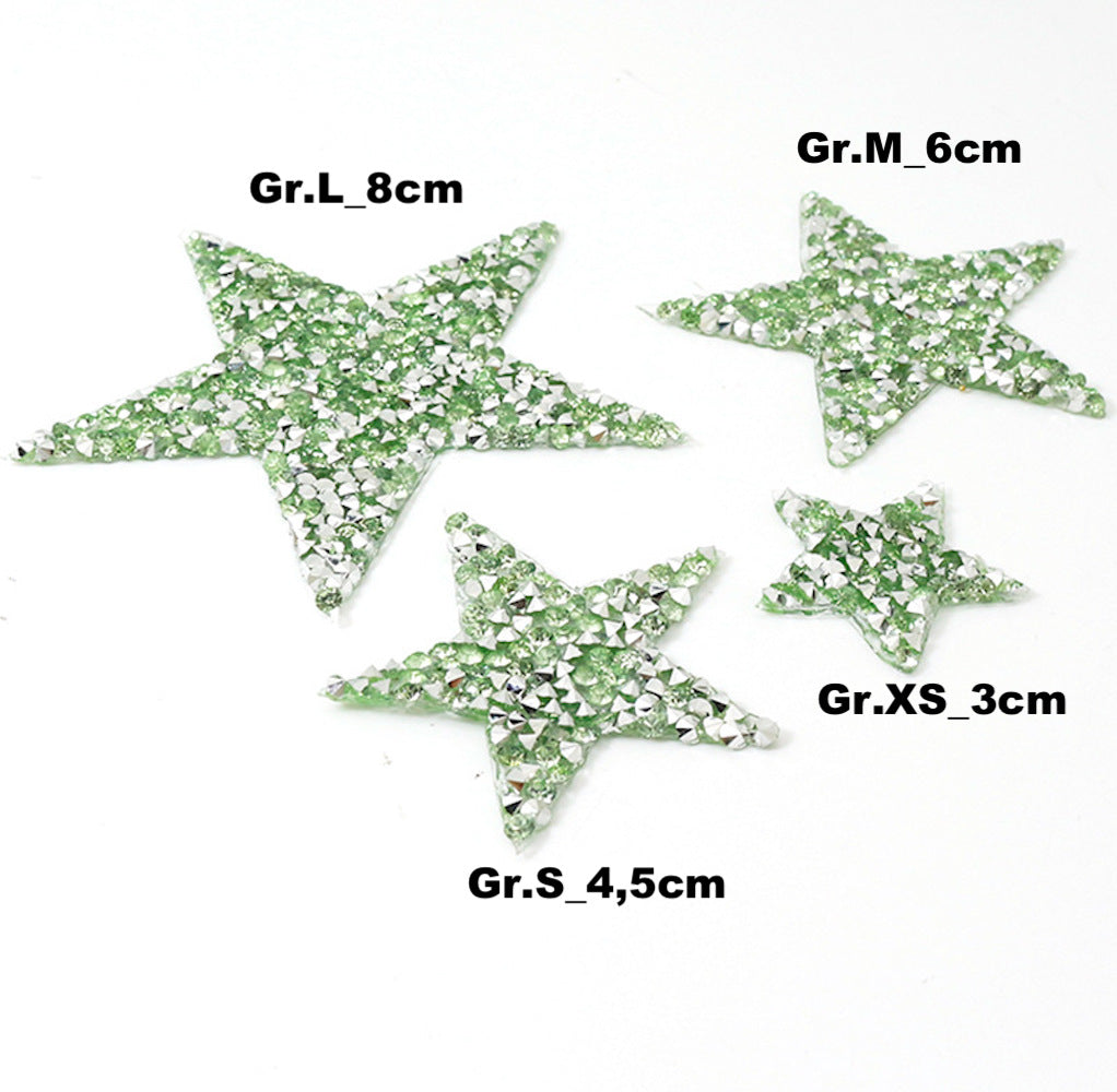 3cm Strass Stern Glitzer AB Patches zum Aufbügeln DIY Bügelbild für Kleidung