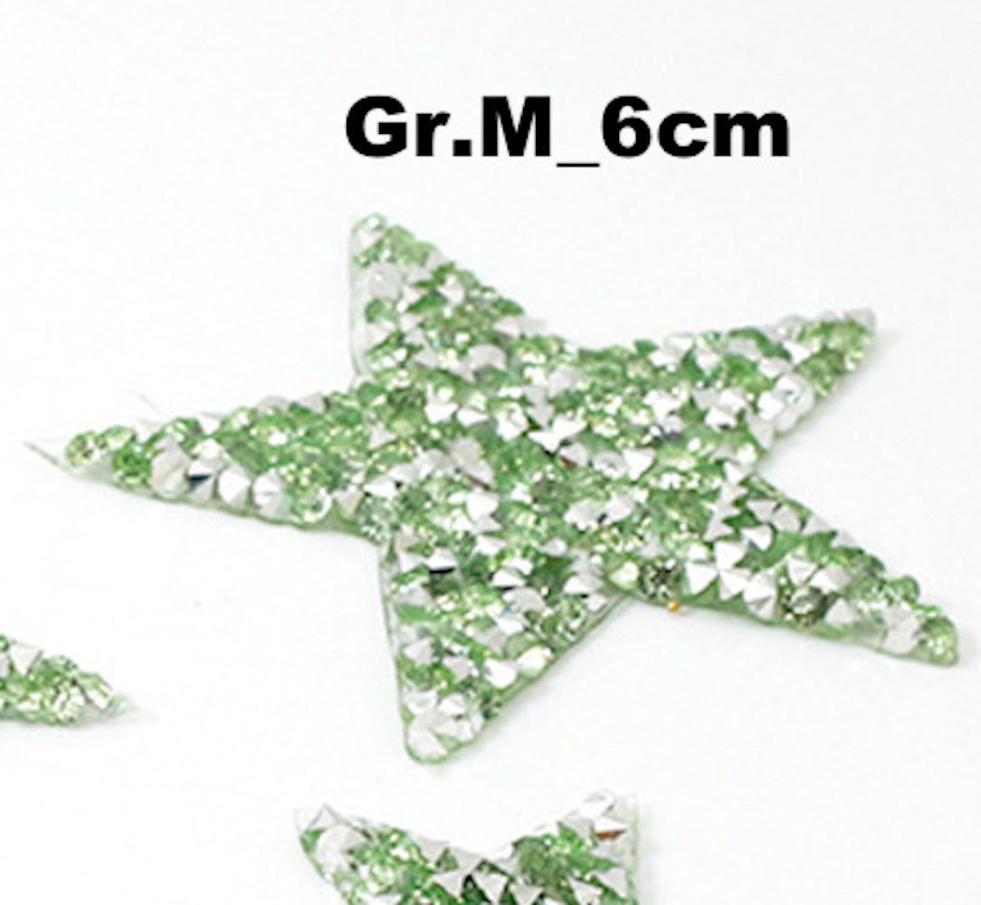 6cm Strass Stern Glitzer AB Patches zum Aufbügeln DIY Bügelbild für Kleidung