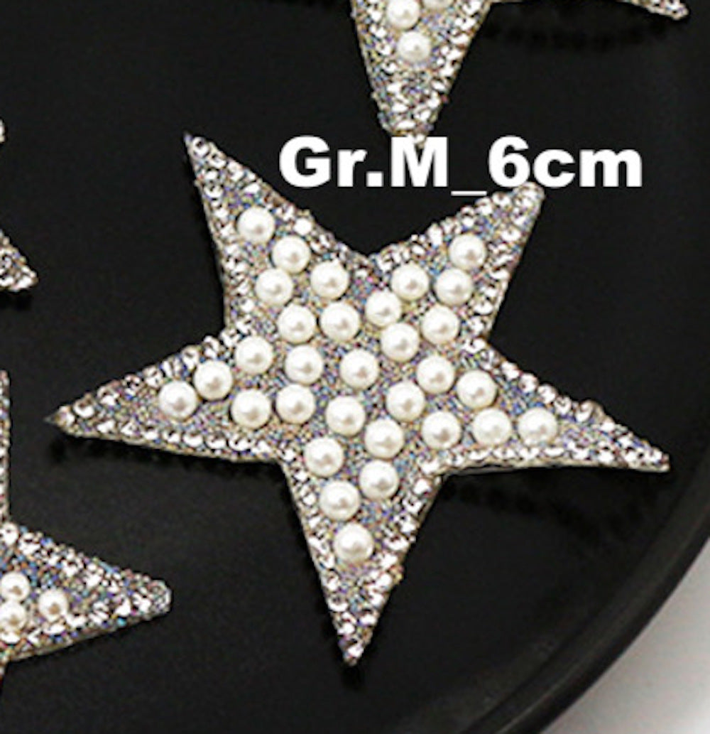 6cm Strass Stern Glitzer AB Patches zum Aufbügeln DIY Bügelbild für Kleidung