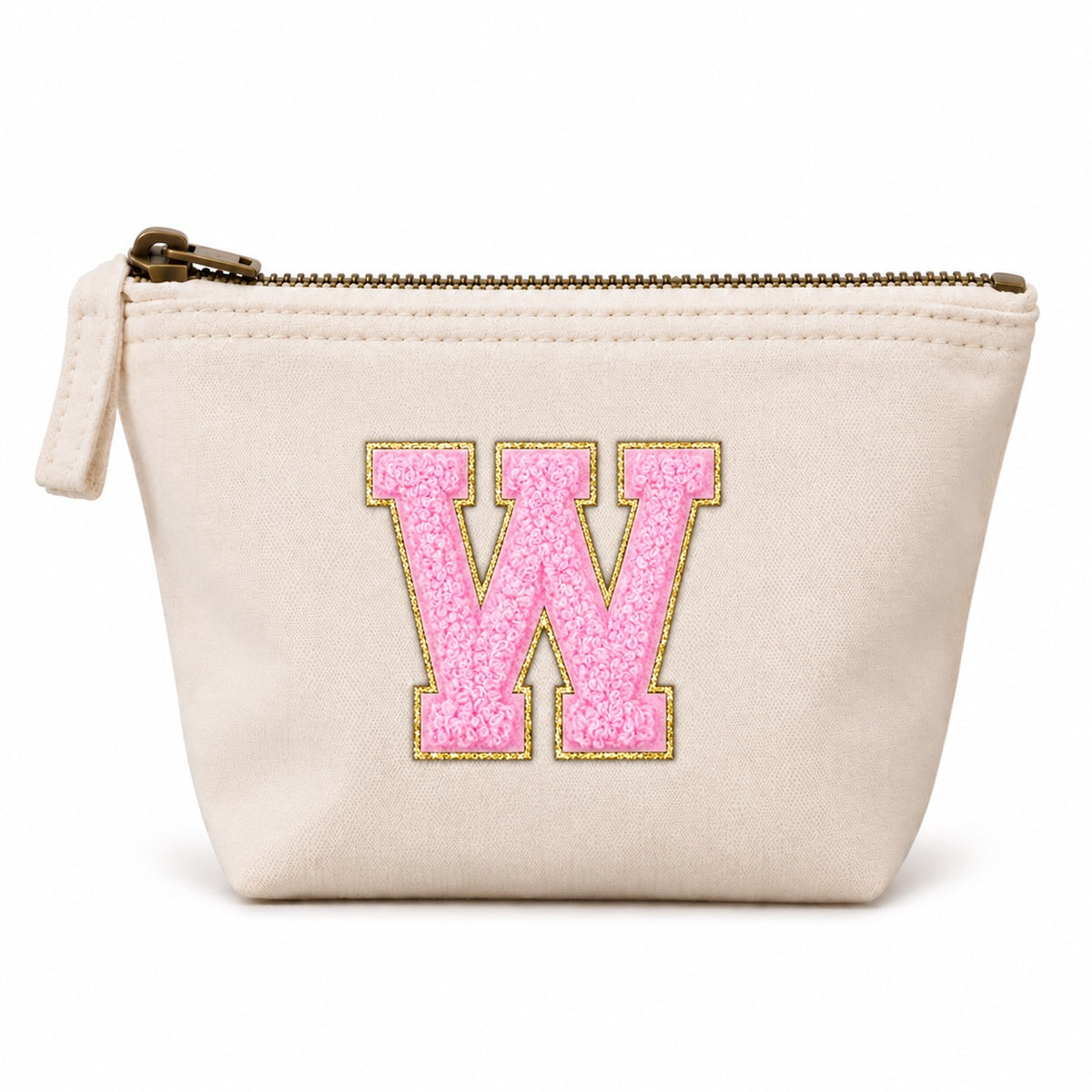 Rosa Initiale Beige Kosmetiktasche S • A–Z • Reise & Geschenkidee Buchstaben