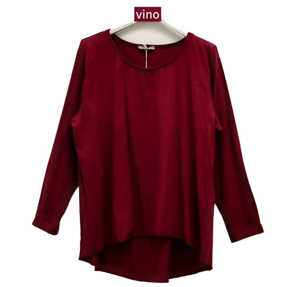 Damen Basic Shirt Baumwolle Lässig Longshirt Made in Italy Onesize 36-40