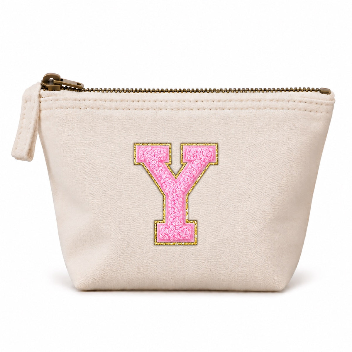 Rosa Initiale Beige Kosmetiktasche S • A–Z • Reise & Geschenkidee Buchstaben