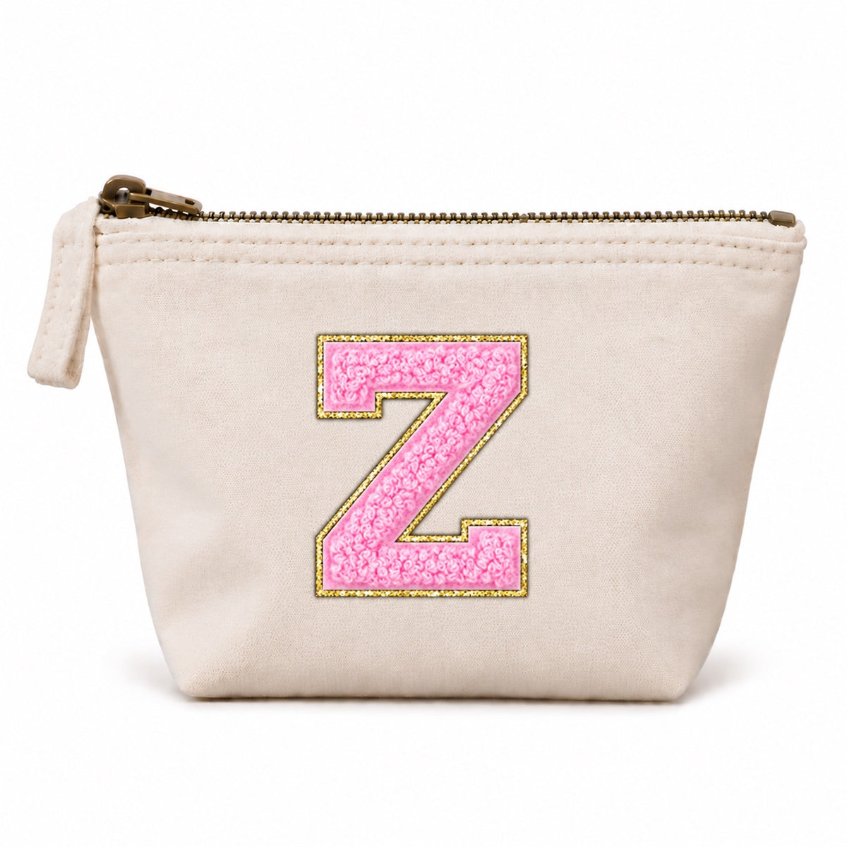 Rosa Initiale Beige Kosmetiktasche S • A–Z • Reise & Geschenkidee Buchstaben