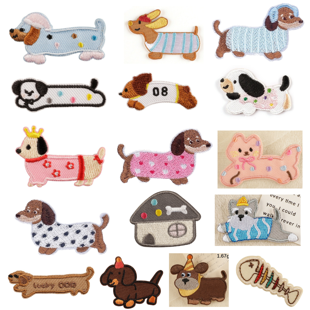 Hund Stickerei Patch Serie C selbstklebend Sticker oder aufbügelbar Iron-On DIY Handyhülle