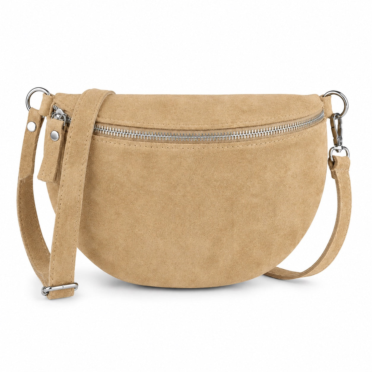 Damen Wildleder Crossbody Bag BASIC – Bauchtasche, Gürteltasche, Schulter- & Umhängetasche – S–L Beige Braun Schwarz
