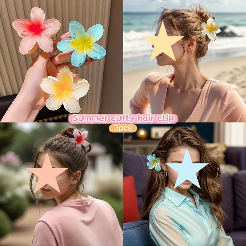 3er-Set Elegante Lotus Blumen Haarspange Krallen-Haarklammer für Hochsteckfrisuren