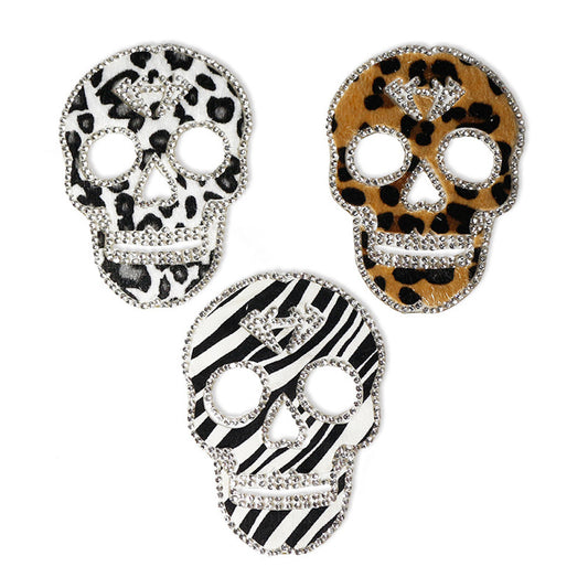 Leo Totenkopf Glitzer Patches zum Aufbügeln DIY Bügelbild für Kleidung Tasche