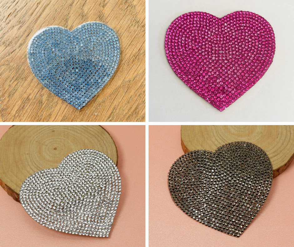 Herz Glitzer Patches zum Aufbügeln Aufnäher Strass DIY Bügelbild für Kleidung Taschen Jeans Tuch