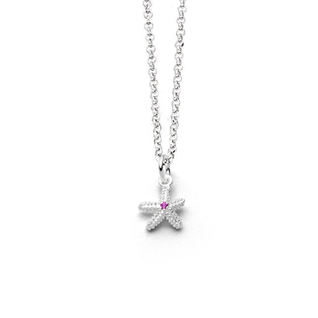 DUR Schmuck 925 Silber Kette "Seestern 2.0", Zirkonia pink ca.45 cm lang K3052