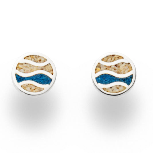 DUR Silber Schmuck Ohrring Ohrstecker "Strandwellen" mit Strandsand und Steinsand O5138