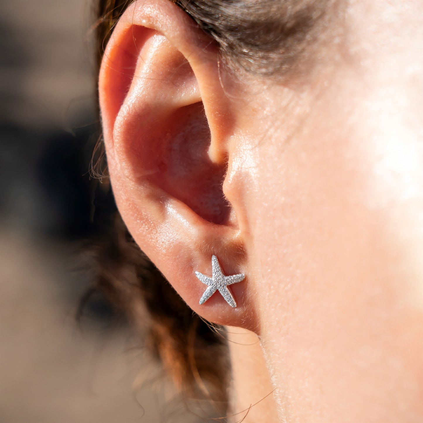 DUR Silber Schmuck Ohrring Ohrstecker "Seestern gefrostet" klein O5152