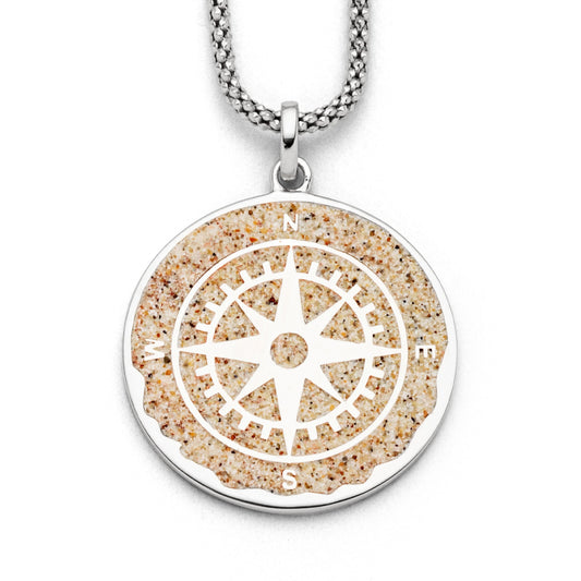DUR Silber Schmuck Anhänger "Kompassrose" mit Strandsand P3202