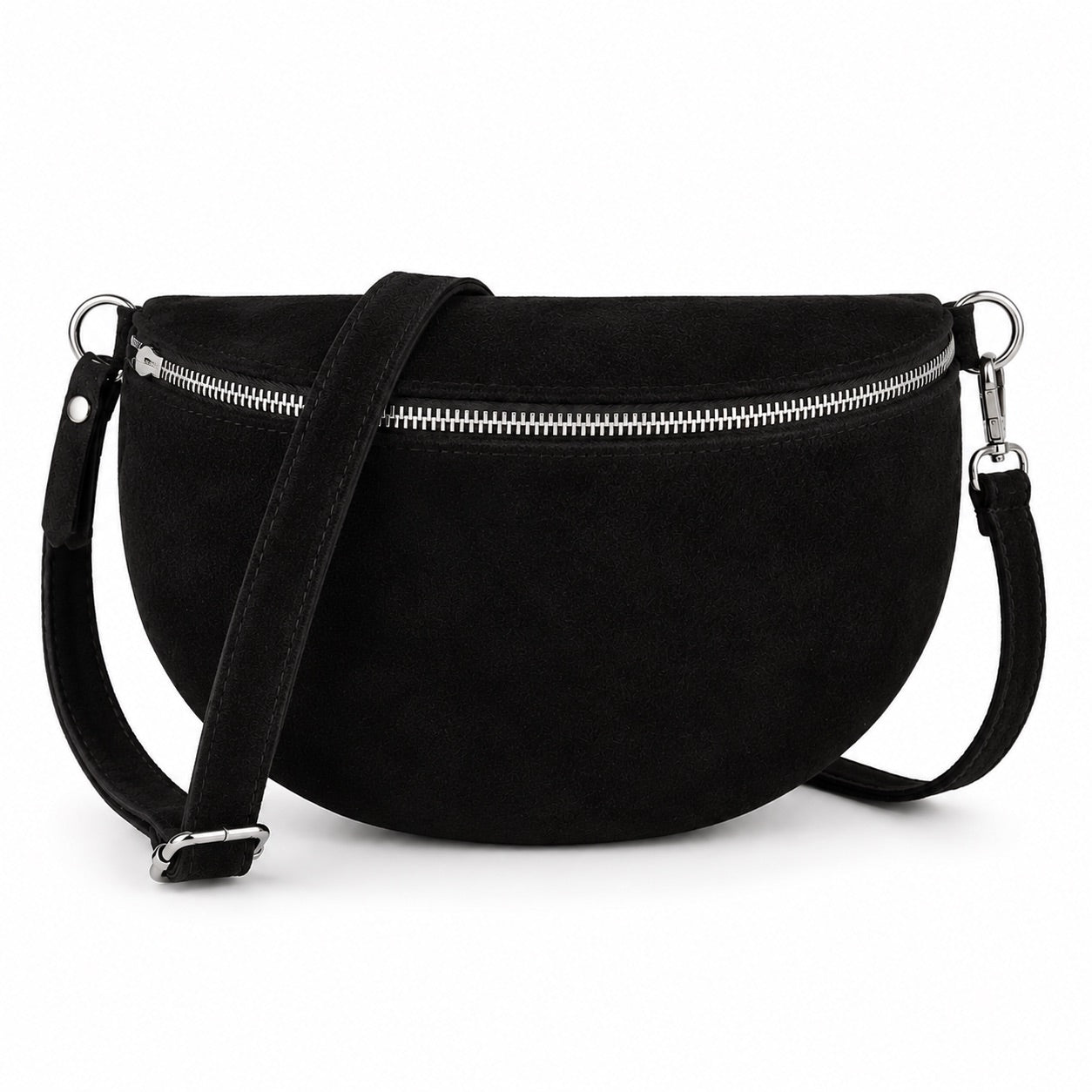 Damen Wildleder Crossbody Bag BASIC – Bauchtasche, Gürteltasche, Schulter- & Umhängetasche – S–L Beige Braun Schwarz